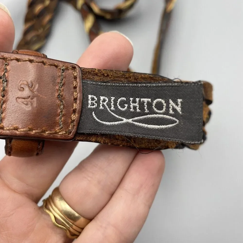 Brighton Men's Braided Woven Brown Leather Belt Width‎ 1.25